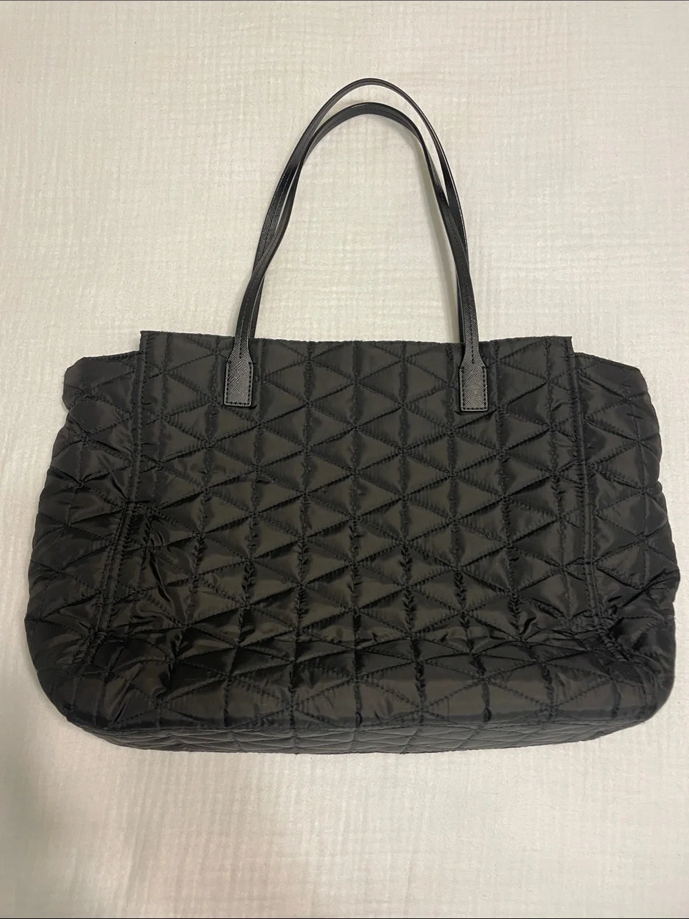 kate spade Black Quilted Tote with Logo Plaque
